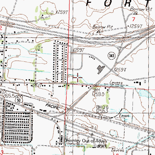 Topographic Map of Fernley Drain, NV
