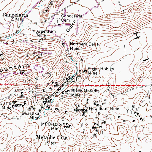 Topographic Map of Figge Hoblyn Mine, NV
