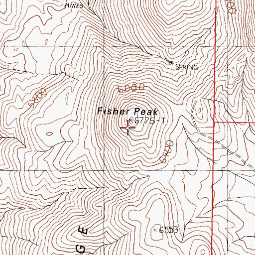 Topographic Map of Fisher Peak, NV