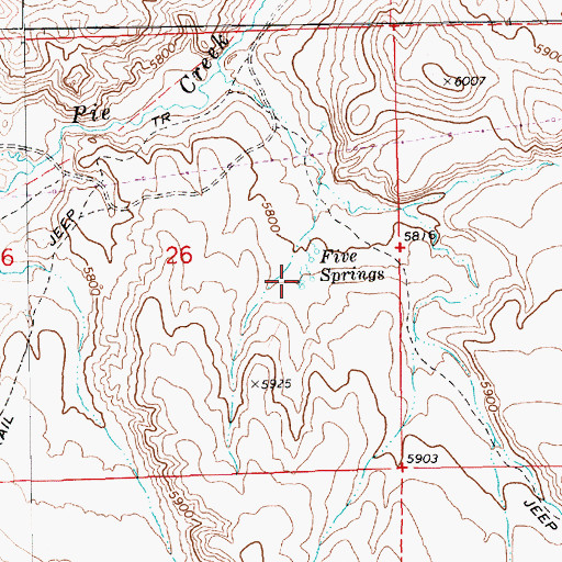 Topographic Map of Five Springs, NV