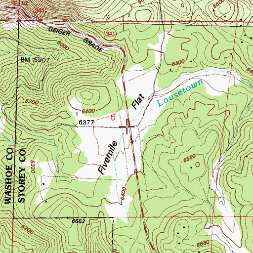 Topographic Map of Fivemile Flat, NV