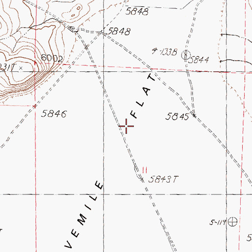 Topographic Map of Fivemile Flat, NV