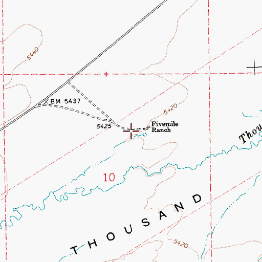 Topographic Map of Fivemile Ranch, NV