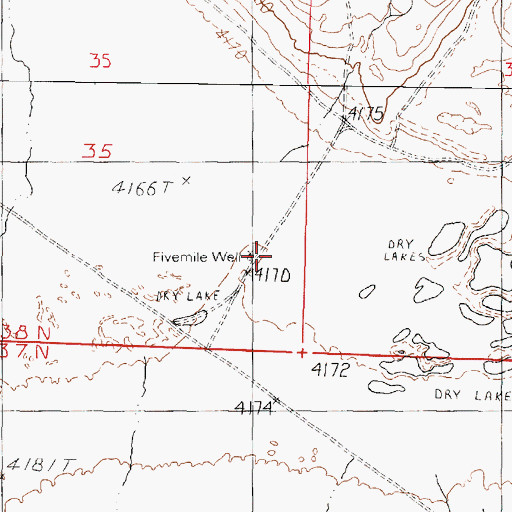 Topographic Map of Fivemile Well, NV