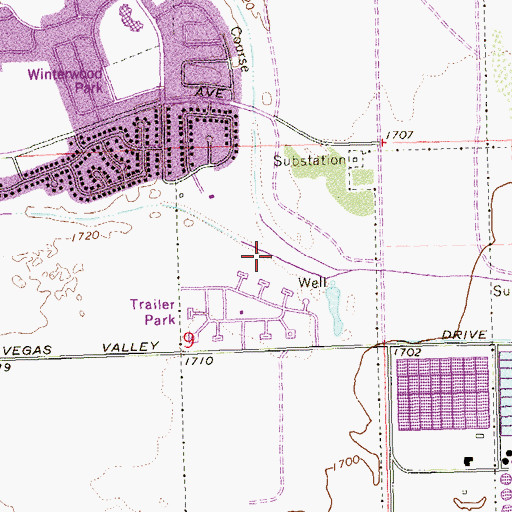 Topographic Map of Flamingo Wash, NV