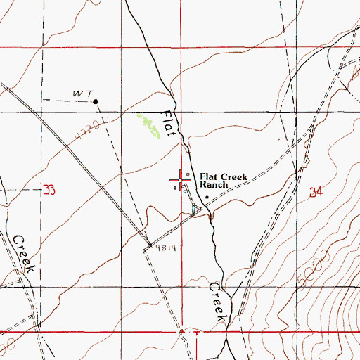 Topographic Map of Flat Creek Ranch, NV
