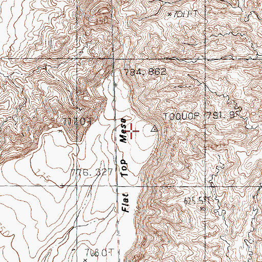 Topographic Map of Flat Top Mesa, NV