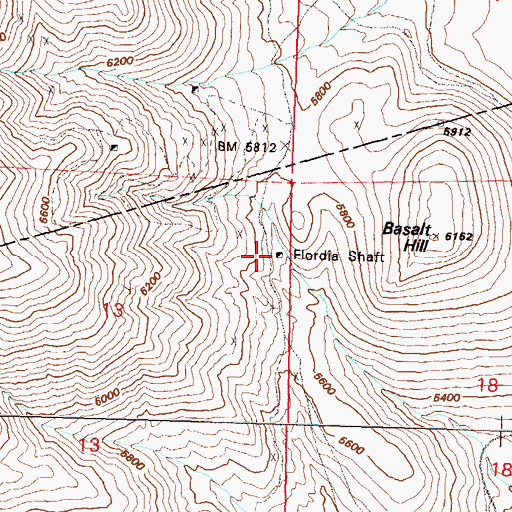 Topographic Map of Florida Shaft, NV