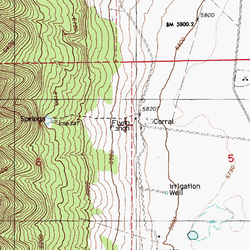 Topographic Map of Flynn Ranch, NV