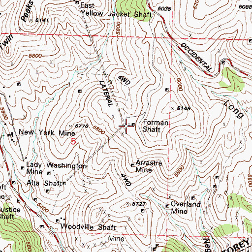 Topographic Map of Forman Shaft, NV