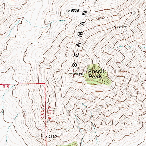 Topographic Map of Fossil Peak, NV