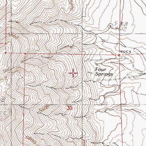 Topographic Map of Four Springs, NV