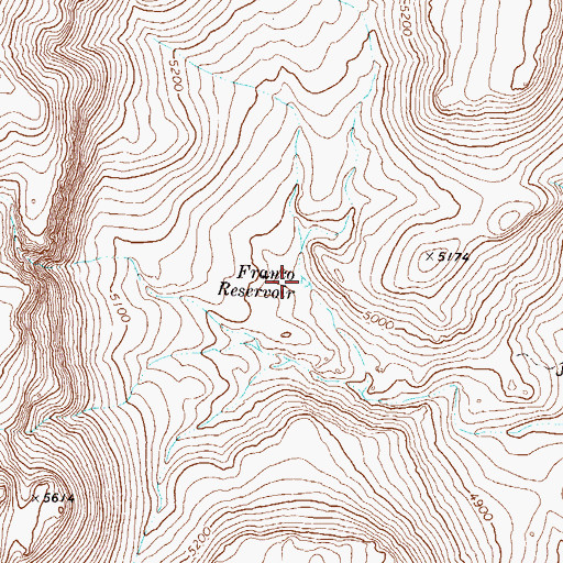 Topographic Map of Franco Reservoir, NV