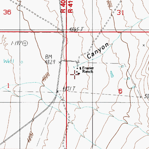 Topographic Map of Frazier Ranch, NV