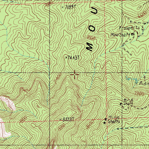 Topographic Map of Freiburg Mine, NV