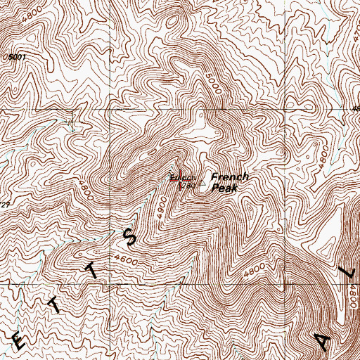 Topographic Map of French Peak, NV