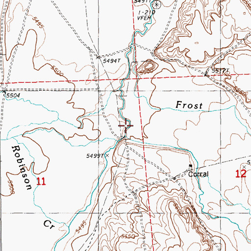 Topographic Map of Frost Creek, NV