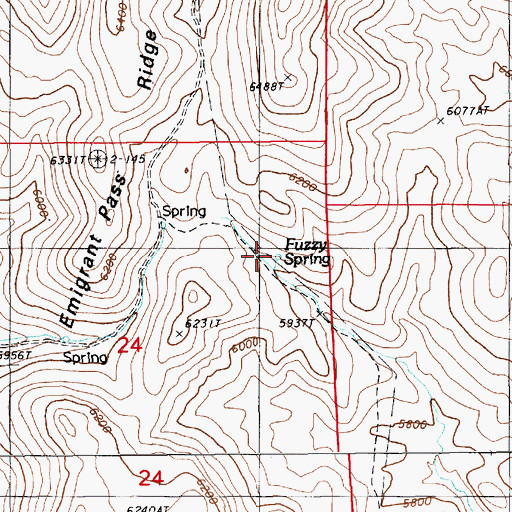 Topographic Map of Fuzzy Spring, NV