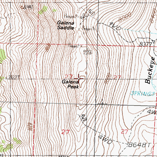 Topographic Map of Galena Peak, NV