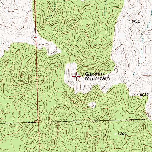 Topographic Map of Garden Mountain, NV