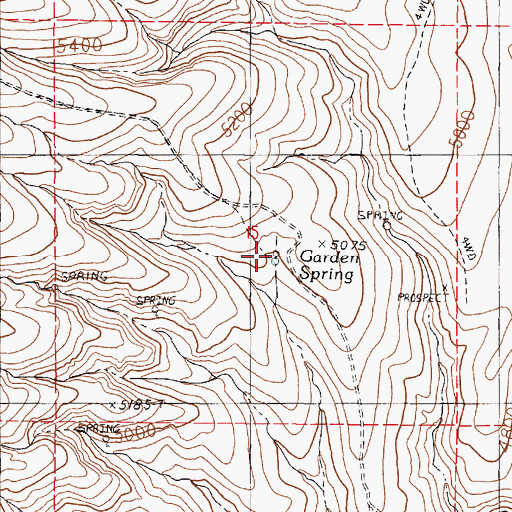 Topographic Map of Garden Spring, NV