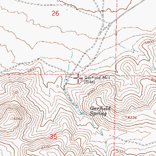 Topographic Map of Garfield Mill, NV