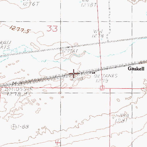 Topographic Map of Gaskell, NV