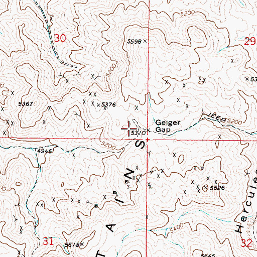 Topographic Map of Geiger Gap, NV