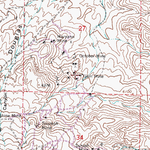 Topographic Map of Gem Mine, NV