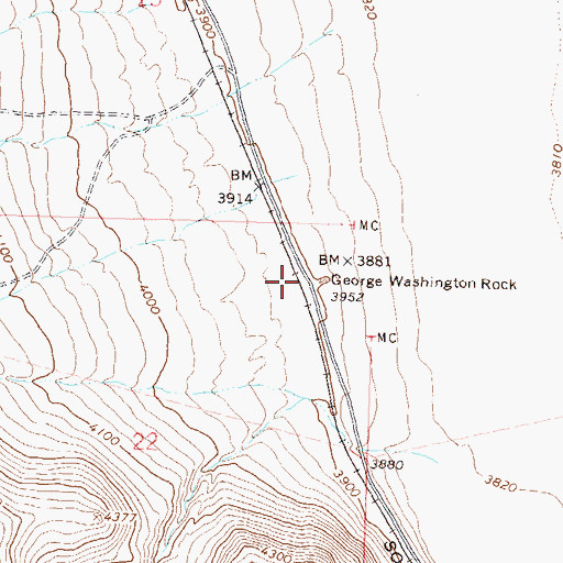 Topographic Map of George Washington Rock, NV