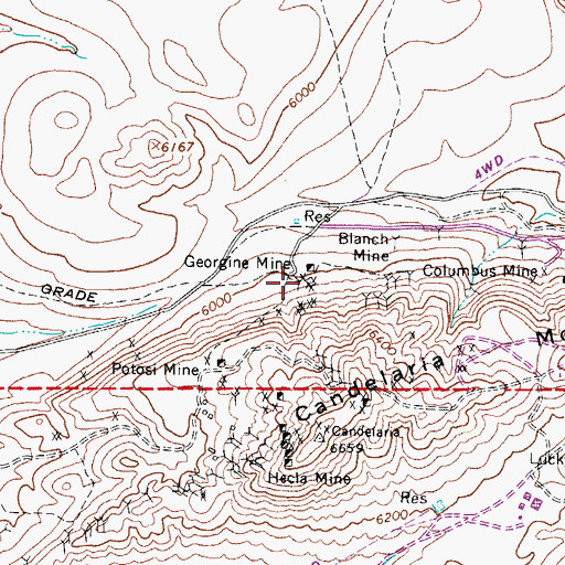 Topographic Map of Georgine Mine, NV