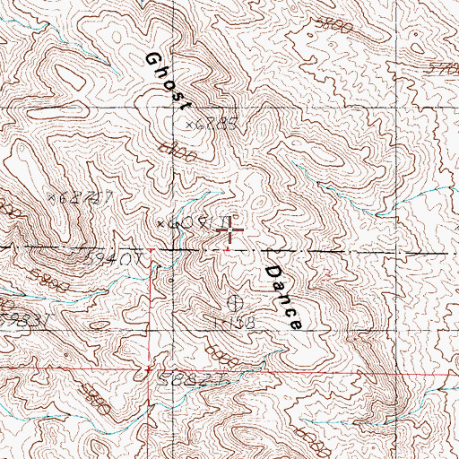 Topographic Map of Ghost Dance Ridge, NV