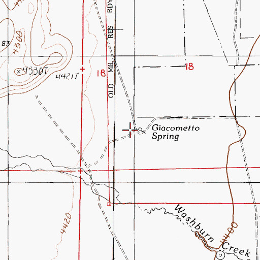 Topographic Map of Giacometto Spring, NV