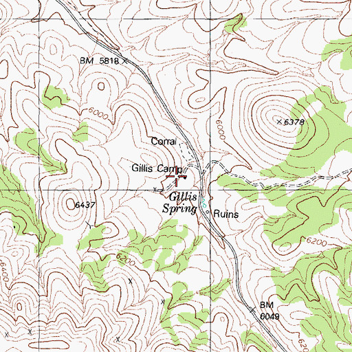 Topographic Map of Gillis Camp, NV