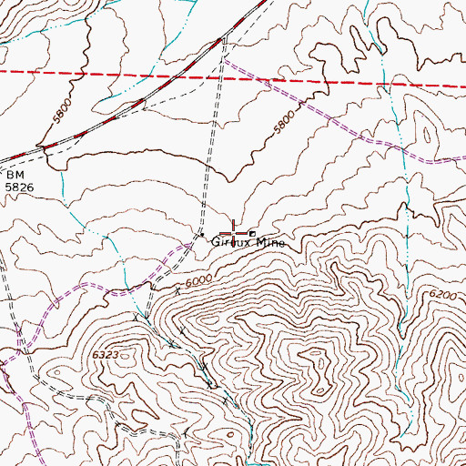 Topographic Map of Giroux Mine, NV