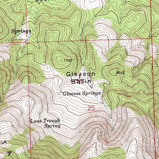 Topographic Map of Gleason Basin, NV