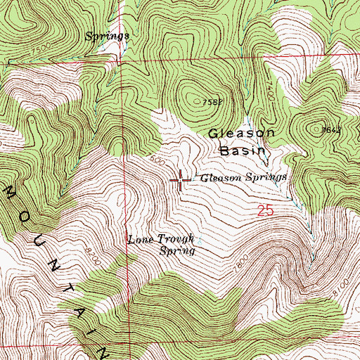 Topographic Map of Gleason Springs, NV