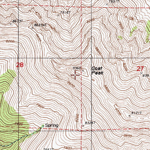 Topographic Map of Goat Peak, NV