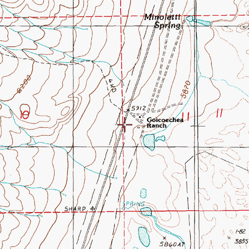 Topographic Map of Goicoechea Ranch, NV