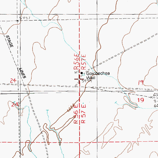 Topographic Map of Goicoechea Well, NV