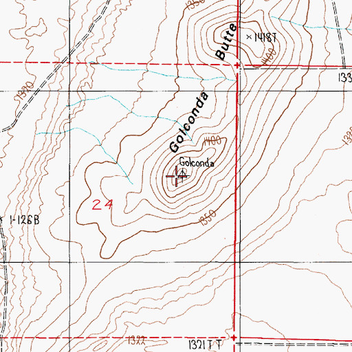 Topographic Map of Golconda Butte, NV