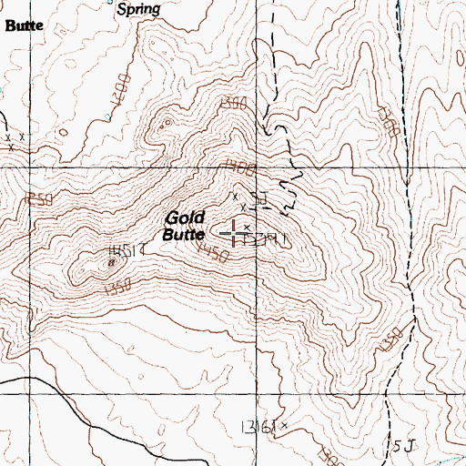 Topographic Map of Gold Butte, NV