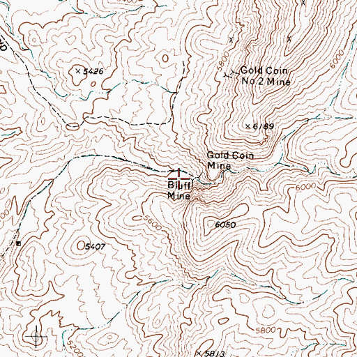 Topographic Map of Gold Coin Mine, NV