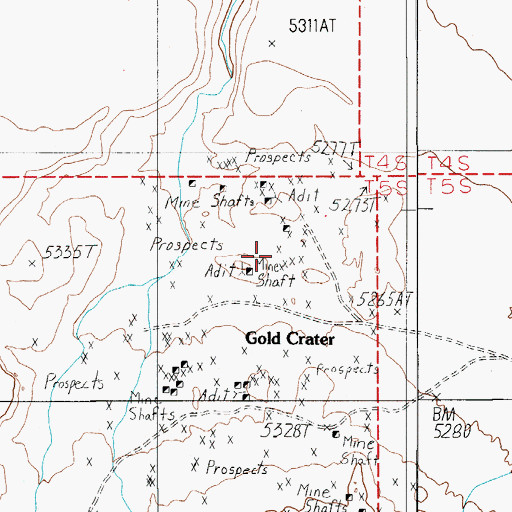 Topographic Map of Gold Crater, NV