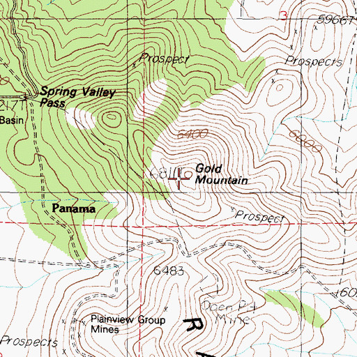 Topographic Map of Gold Mountain, NV