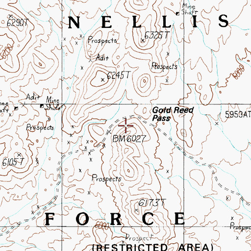 Topographic Map of Gold Reed Pass, NV