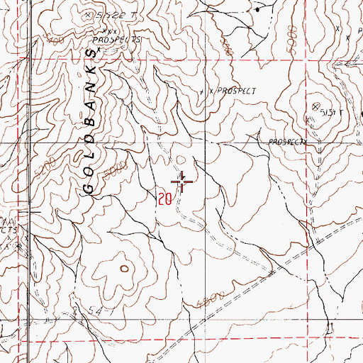 Topographic Map of Goldbanks, NV