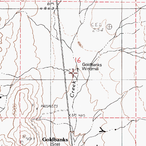 Topographic Map of Goldbanks Windmill, NV