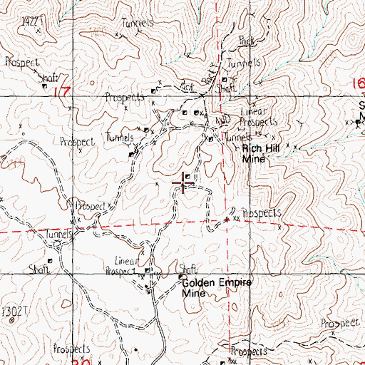 Topographic Map of Golden Empire Mine, NV