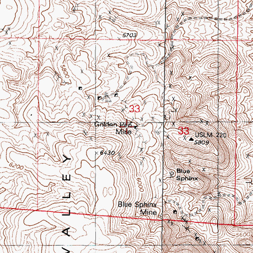 Topographic Map of Golden Pen Mine, NV